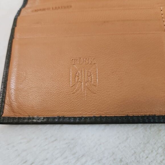 Tusk Leather Clutch Wallet Olive Green With Tan Interior  7 1/4‎ X 3 1/2 EUC - Picture 8 of 11